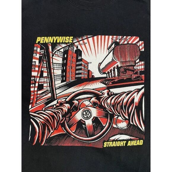 Pennywise Straight Ahead Graphic T-shirt Men XXL Black Short Sleeve Music - Picture 2 of 5